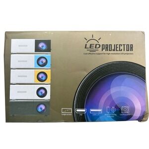Mini LED Projector Portable Home Theater 1080p Support USB HD Wire Mirroring Wht